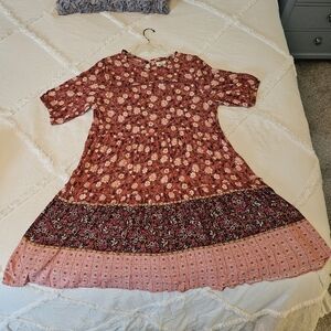 NWT Knox Rose Red and Pink Casual Boho Floral Dress